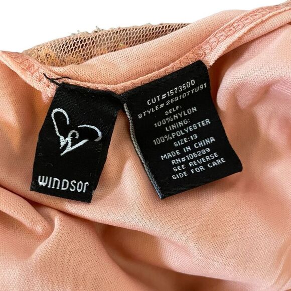 Windsor Pink Peach Sequin Halter Neck Dress Semi Formal, Junior Girl Size 13 - Picture 5 of 5